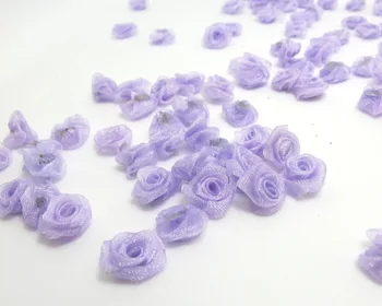 100 Styk Lilla Chiffon Rose Blomsterknopper|Ombre Farve|Blomster Applikation|Stof Blomst|Baby Doll|Håndværk Bue|Tilbehør